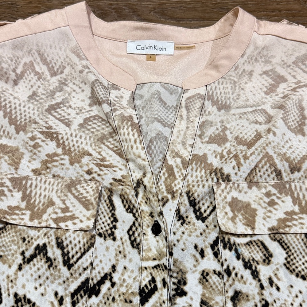 Calvin Klein Snake Print Button-Up Blouse - Picture 4 of 9